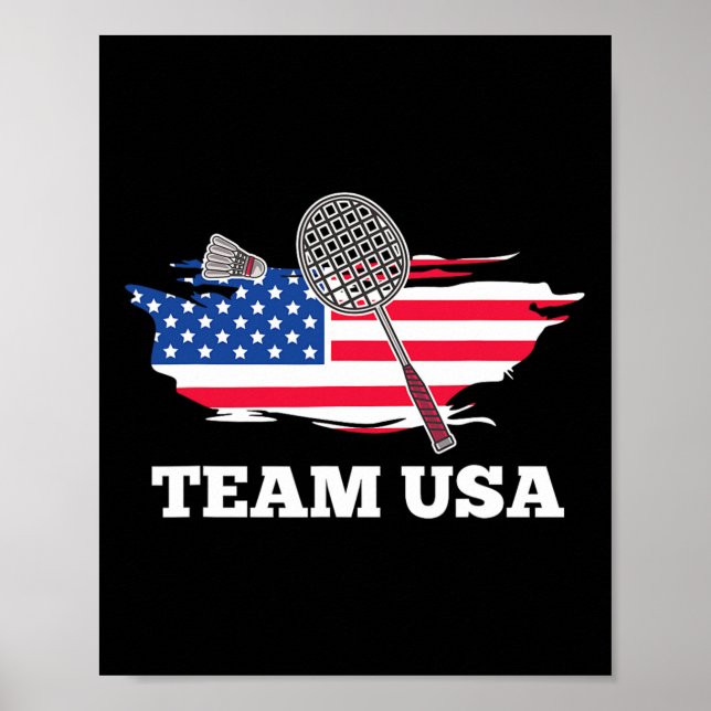 American US Team Shuttle Racket Badminton Player Poster (Vorne)