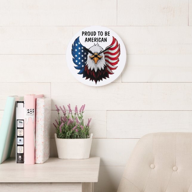 American USA Adler Flag Wall Clock Große Wanduhr (Lesesaal)