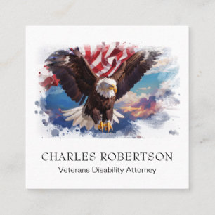 *~* American USA Flag Adler Flying Sunset AP16 QR Quadratische Visitenkarte