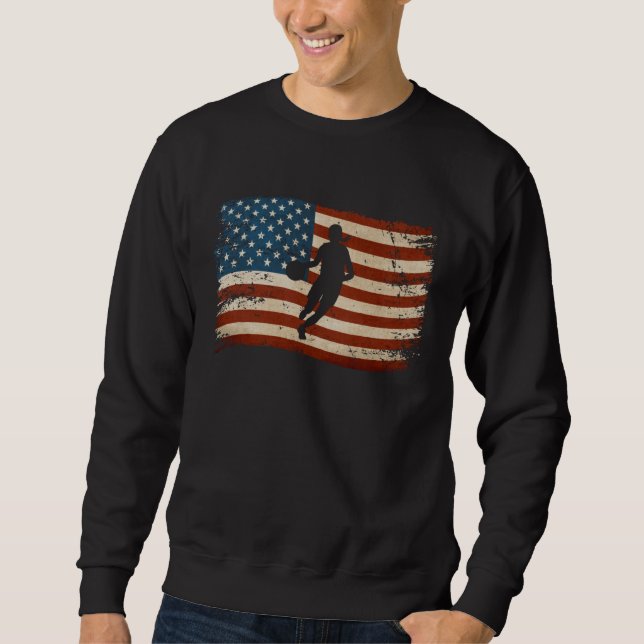 American USA flag basketball Girl Patriotic Sports Sweatshirt (Vorderseite)
