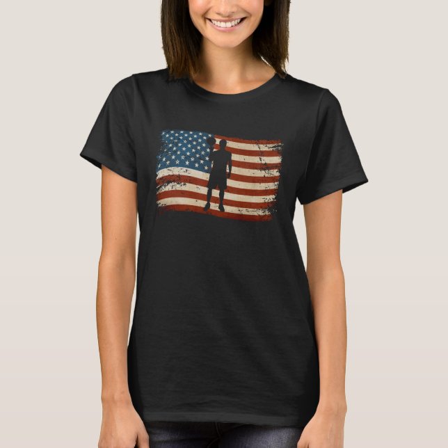 American USA flag basketball Patriotic Sports Gear T-Shirt (Vorderseite)