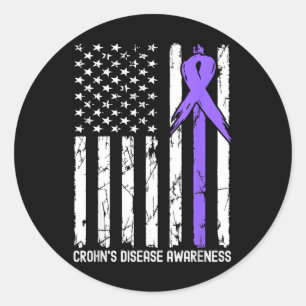 American USA Flag Crohns Disease Awareness Month R Runder Aufkleber