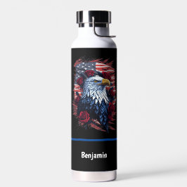 American USA Flag Eagle Rose Red White Blue Trinkflasche