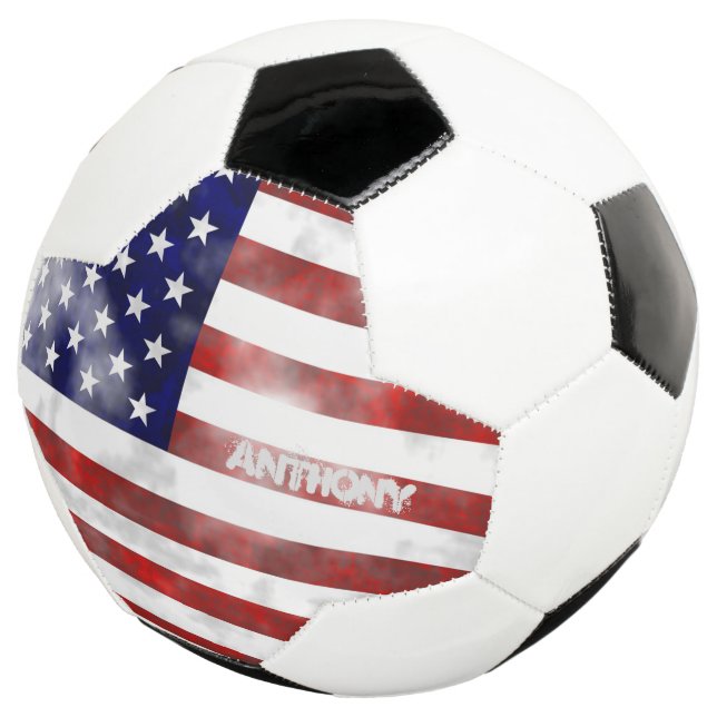 American USA Flag Grunge Retro personalisiert Fußball (Dreiviertel)
