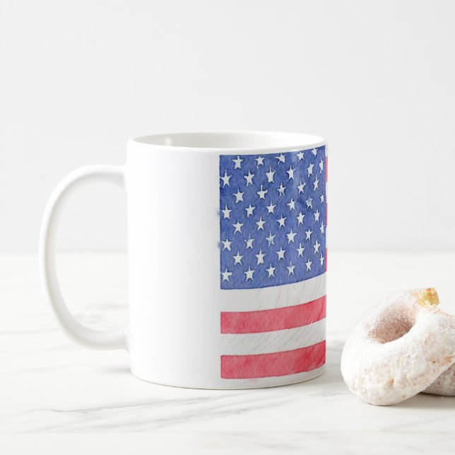 American USA Flag Keramik Kaffee Tee Tasse (Mit Donut)