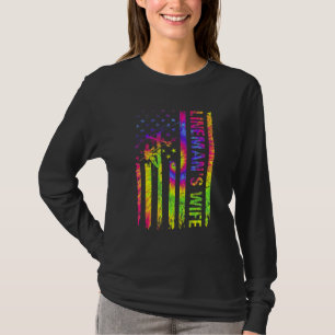 American USA Flag Krass Lineman Ehefrau Electric C T-Shirt