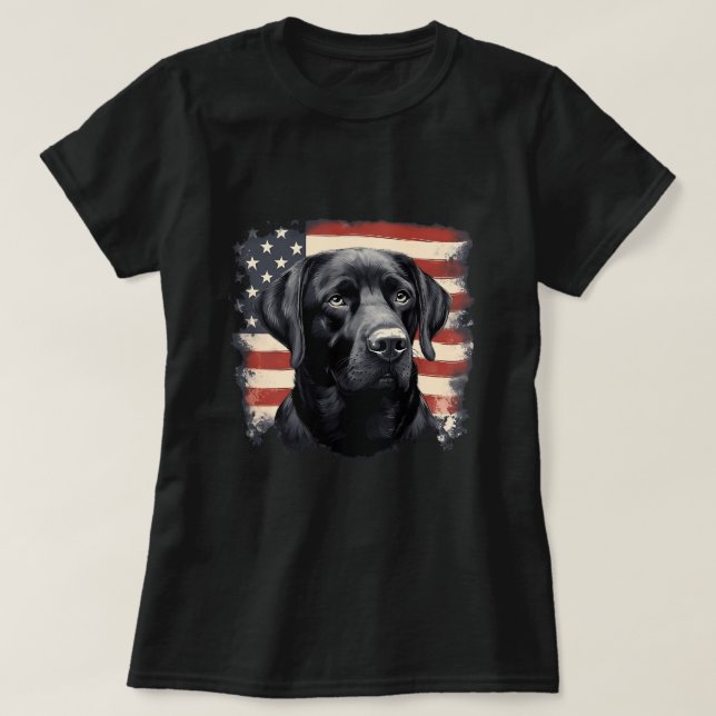 American USA Flag Labrador Eigentümer Black Labrad T-Shirt (Design vorne)