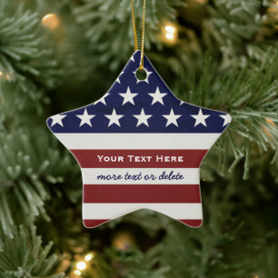 American USA Flag Patriotic 4. Juli Weihnachten Keramik Ornament
