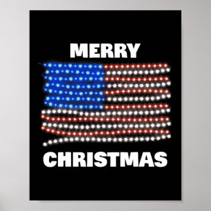 American Usa Flag Patriotic Frohe Weihnachten Xmas Poster