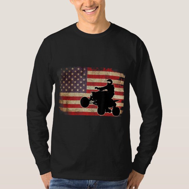 American USA Flag Quad Bike Vier-Rad Geschenk T-Shirt (Vorderseite)