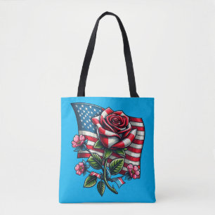 American USA Flag Rose Patriotic Art