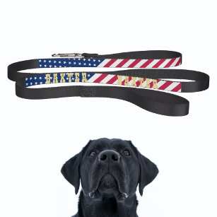 American USA Flag Stars Stripes Doppy Welpename Haustierleine