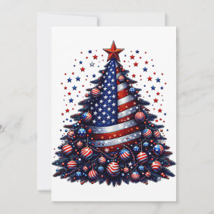 American USA Flag Weihnachtsbaum Patriotische Kuns Einladung