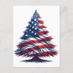 American USA Flag Weihnachtsbaum Patriotische Kuns Postkarte