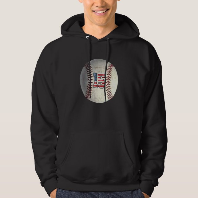 American USA Flag With Retro 15 Baseball Number 15 Hoodie (Vorderseite)