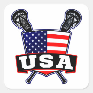 American USA Lacrosse Quadratischer Aufkleber