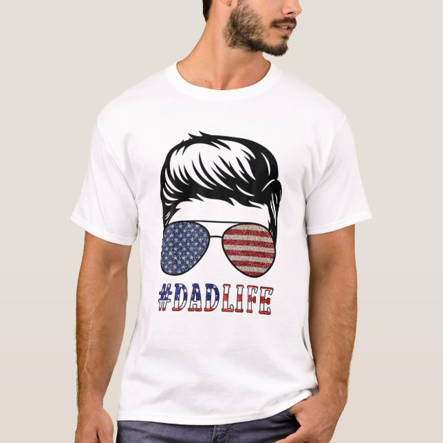 American Vater Life 4th July Mens Vaters Day Pat T-Shirt (Vorderseite)
