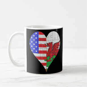 American Walish Flag Herz Kaffeetasse