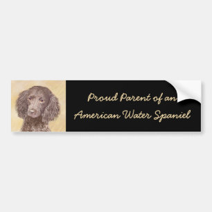 American Water Spanel Malerei - Original Dog Art Autoaufkleber