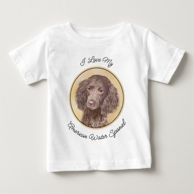 American Water Spanel Malerei - Original Dog Art Baby T-shirt (Vorderseite)
