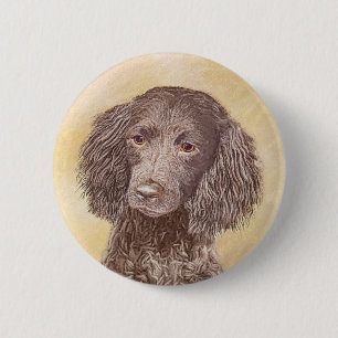 American Water Spanel Malerei - Original Dog Art Button