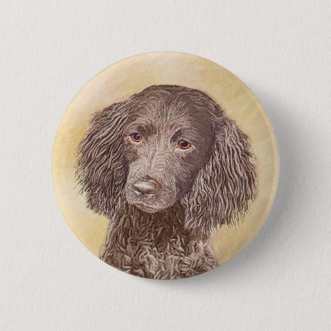 American Water Spanel Malerei - Original Dog Art Button (Vorderseite)