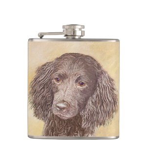 American Water Spanel Malerei - Original Dog Art Flachmann