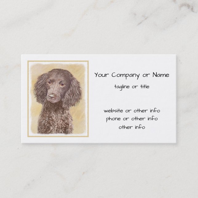 American Water Spanel Malerei - Original Dog Art Visitenkarte (Vorderseite)