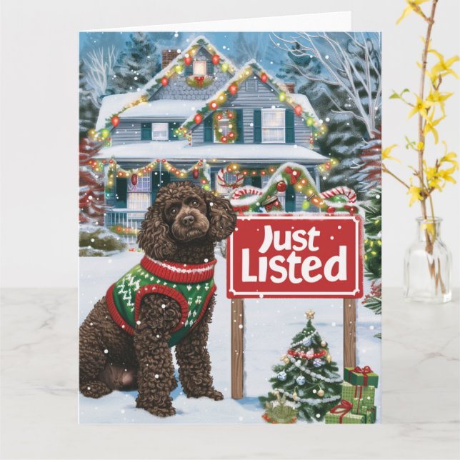 American Water Spaniel Festive Realtor Weihnachten Karte (Gelbe Blume)