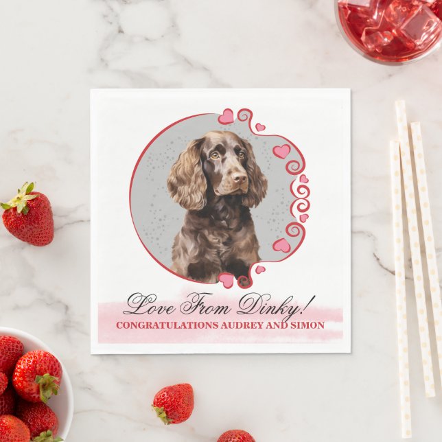 American Water Spaniel Hochzeit Napkins mit Foto Serviette (Beispiel)