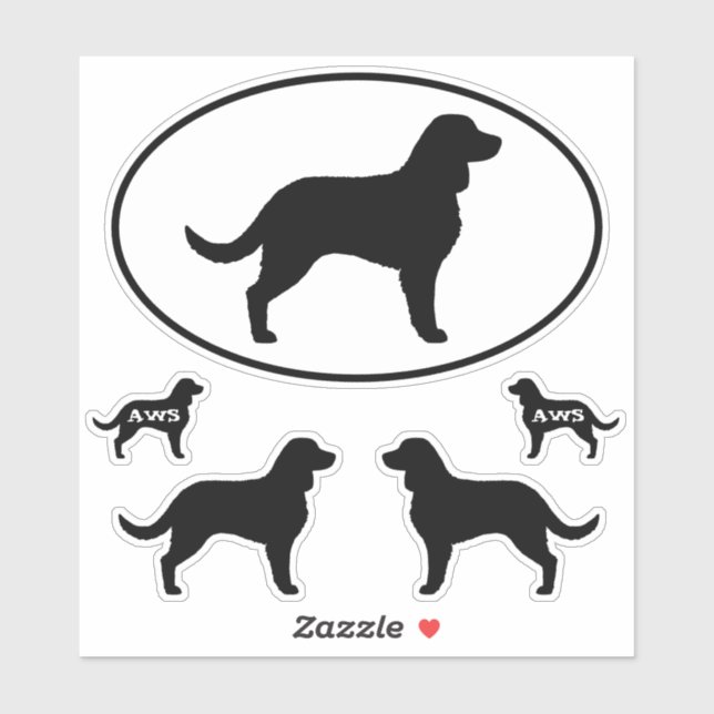 American Water Spaniel Hund Silhouette Sticker Set (Blatt)