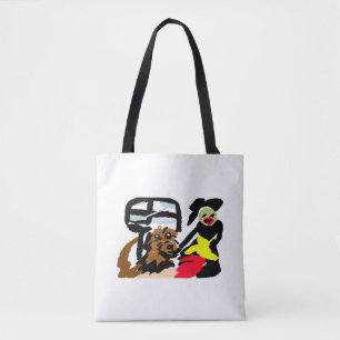 American Water Spaniel und Dame beim Spaziergang