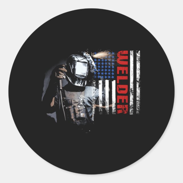 American Welder Welder American Flag Proud Welding Runder Aufkleber (Vorderseite)