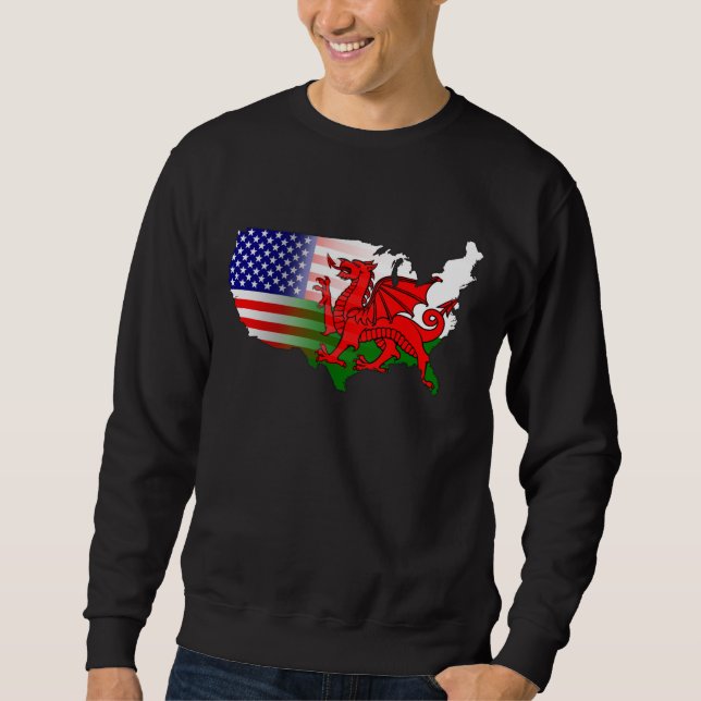 American Welsh Flags Map Sweatshirt (Vorderseite)