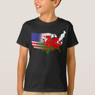American Welsh Flags Map T-Shirt