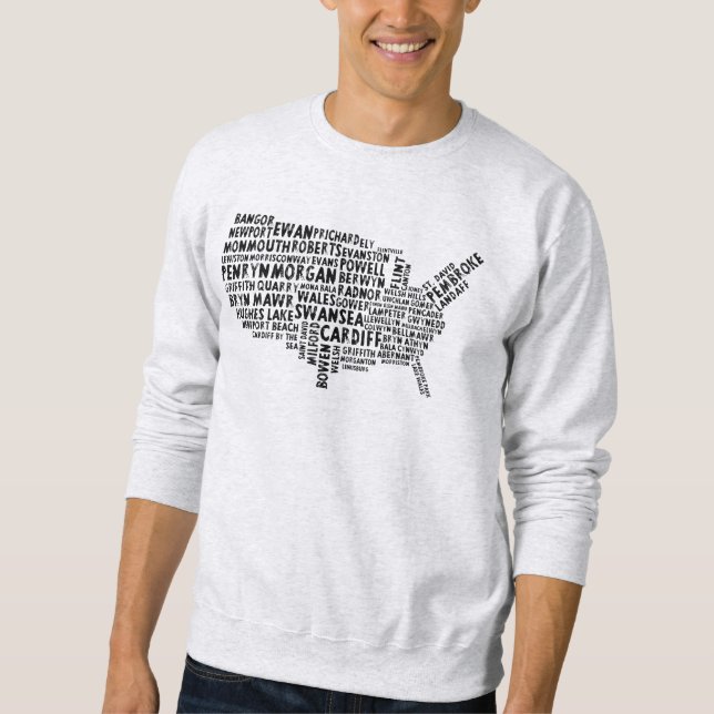 American Welsh Place Names Map Sweatshirt (Vorderseite)