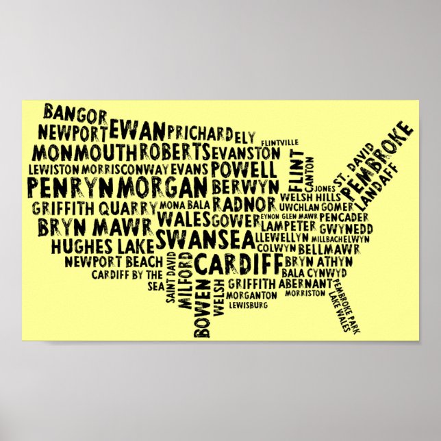 American Welsh Place Names Poster (Vorne)