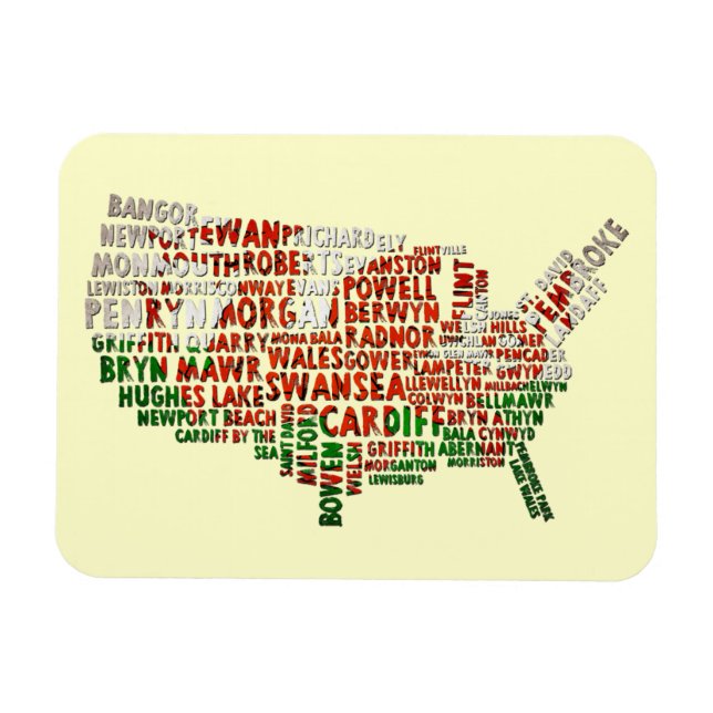 American Welsh Red Dragon Map Flexi Magnet (Horizontal)