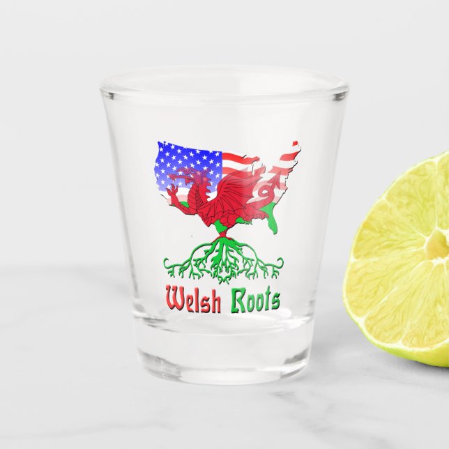 American Welsh Roots Schnapsglas (Vorderseite)