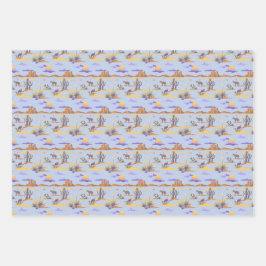 American Western Desert Cowboy Cactus Pattern Sun Geschenkpapier Set