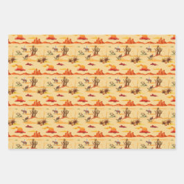 American Western Desert Cowboy Cactus Pattern Sun Geschenkpapier Set