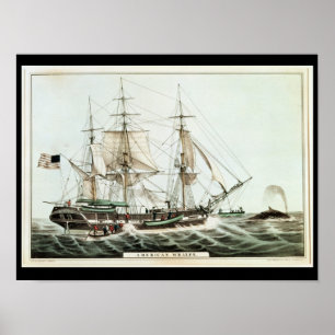 American Whaler, eingraviert durch Nathaniel Curri Poster