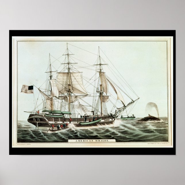 American Whaler, eingraviert durch Nathaniel Curri Poster (Vorne)