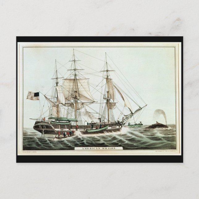 American Whaler, eingraviert durch Nathaniel Curri Postkarte (Vorderseite)
