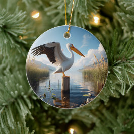 American White Pelican Keepsake Keramik Ornament
