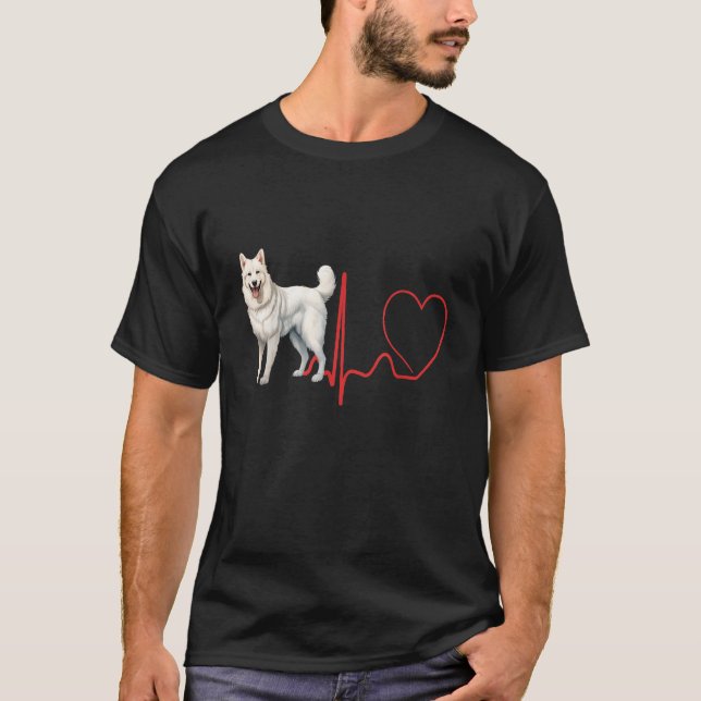 American White Shepherd Dog Heartbeat EKG Funny Do T-Shirt (Vorderseite)