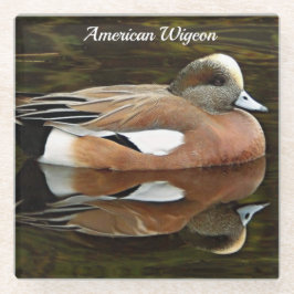 American Widgeon on Pond Wildlife Foto Glasuntersetzer