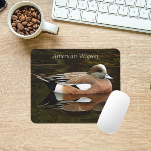 American Wigeon Duck on Pond Mousepad (In Situ)