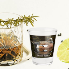 American Wigeon Duck on Pond Schnapsglas