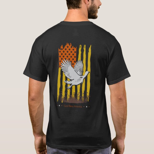 American Wild Turkey Flag Erntedank Sportjagd T-Shirt (Rückseite)